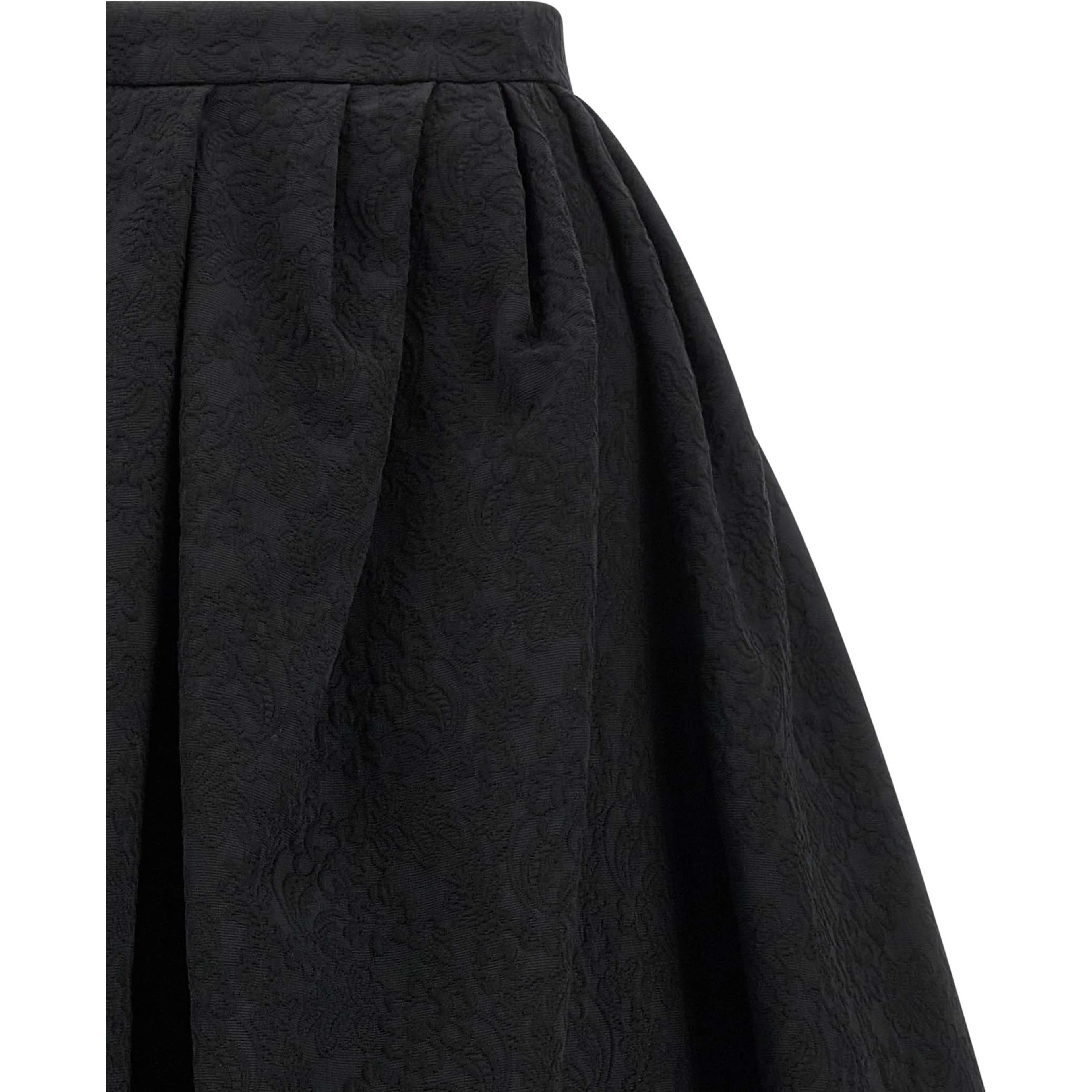 Black Cotton Midi Skirt