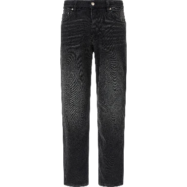 Black Cotton Straight-Leg Jeans