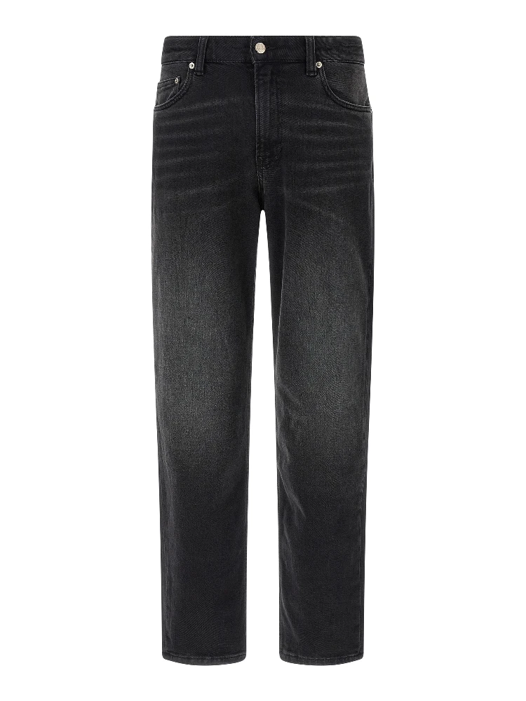 Black Cotton Straight-Leg Jeans