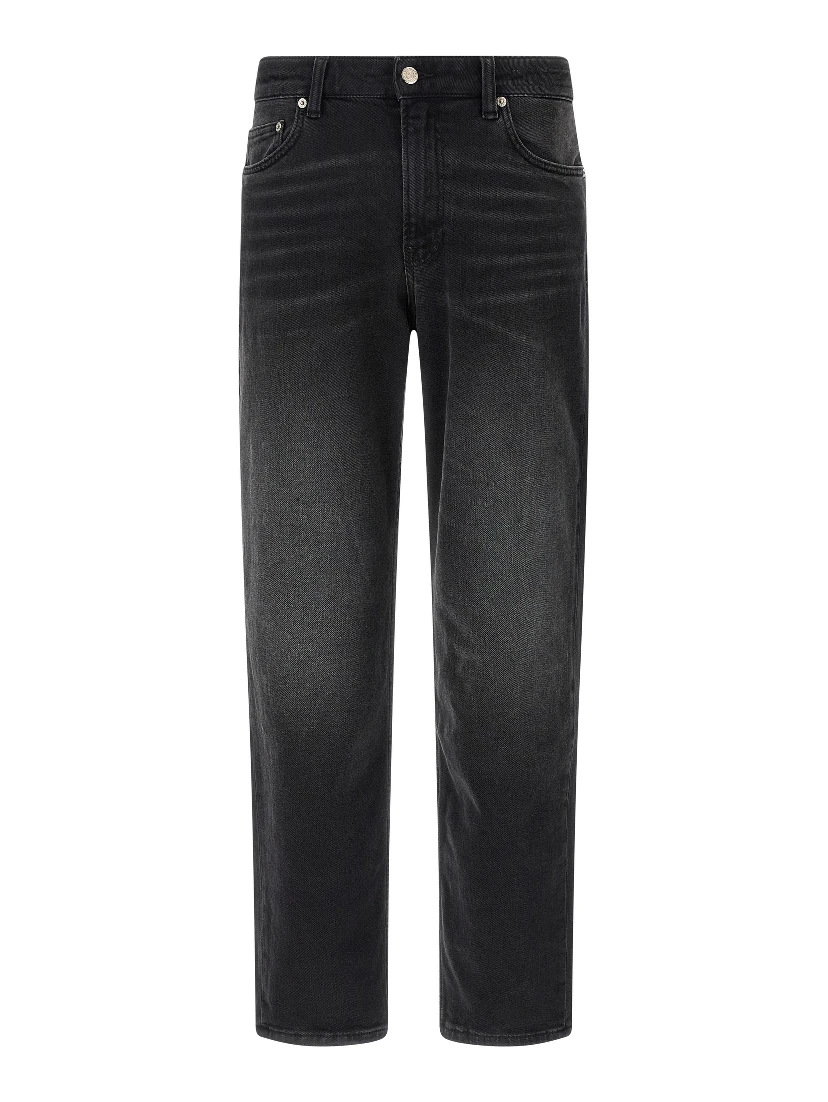 Black Cotton Straight-Leg Jeans