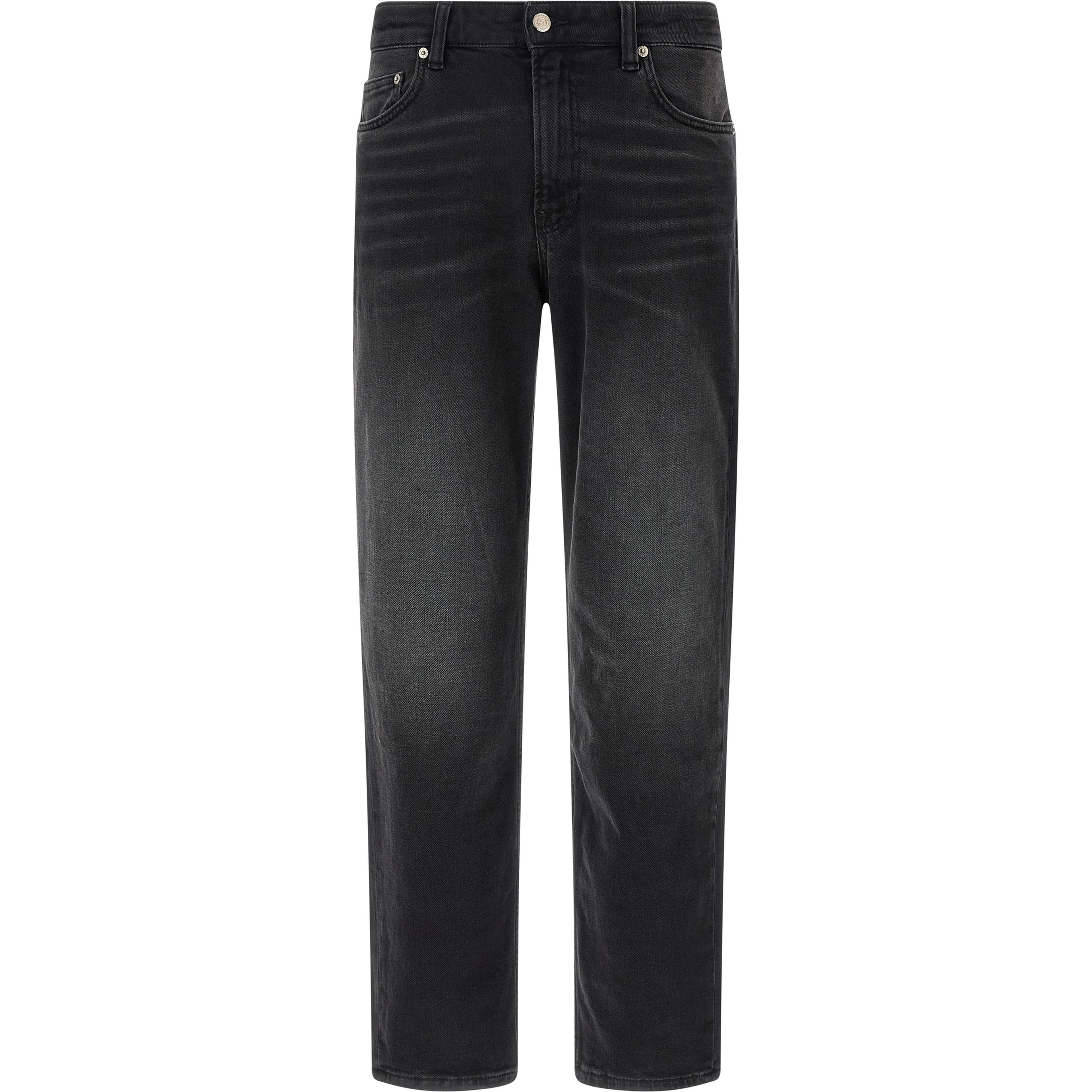 Black Cotton Straight-Leg Jeans