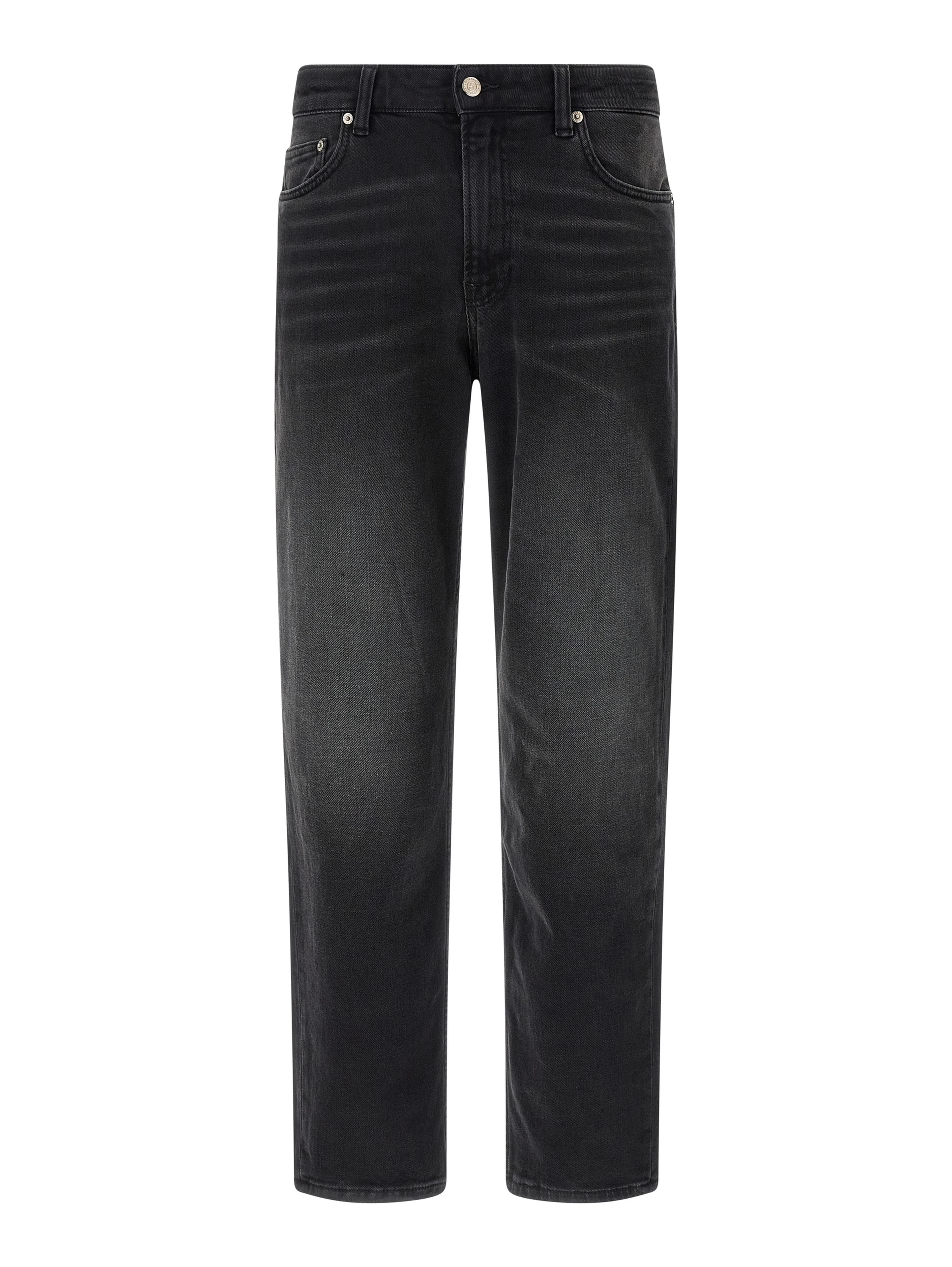 Black Cotton Straight-Leg Jeans