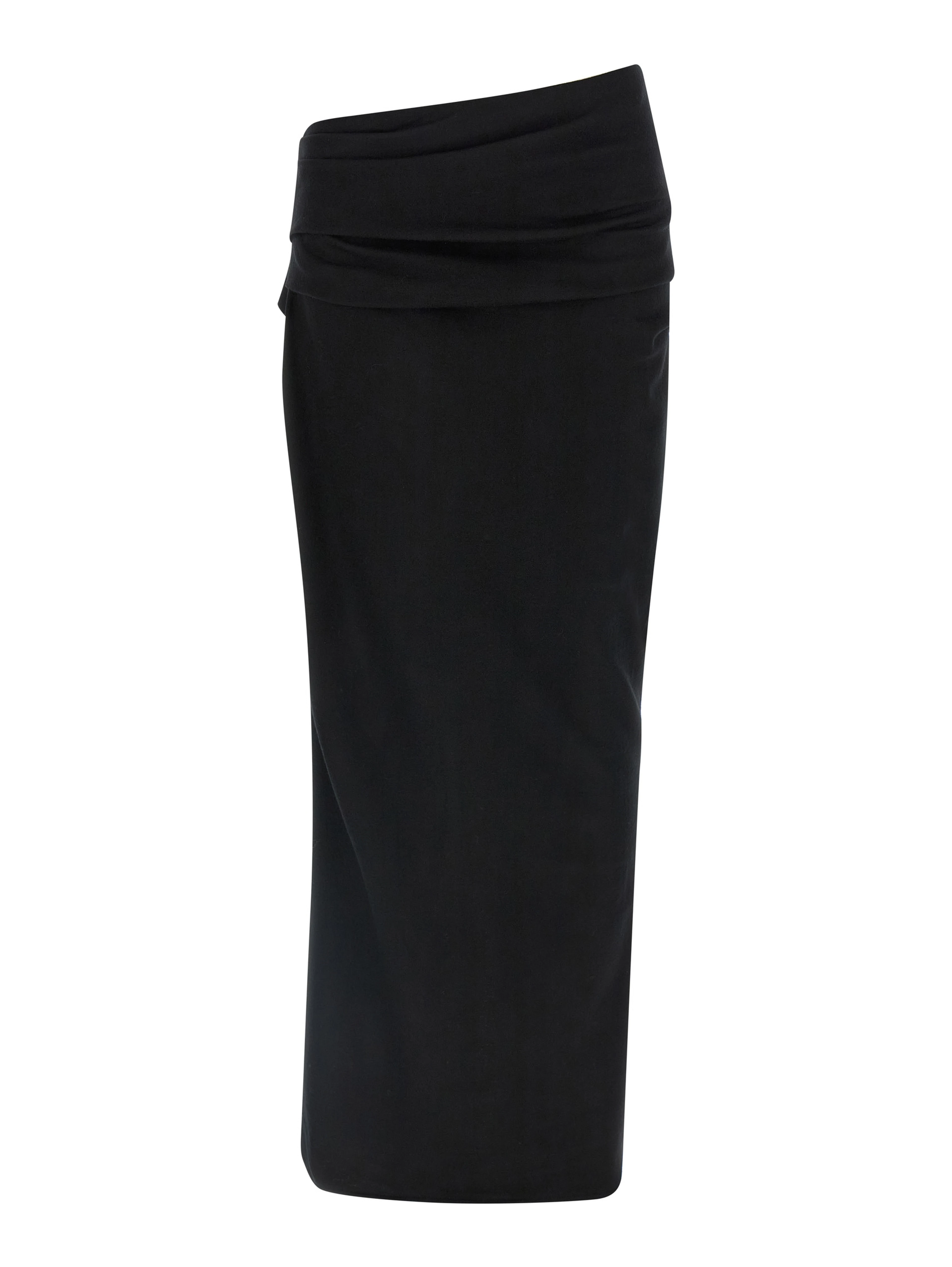 Black Wool Midi Skirt