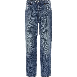 Blue Cotton Straight-Leg Jeans