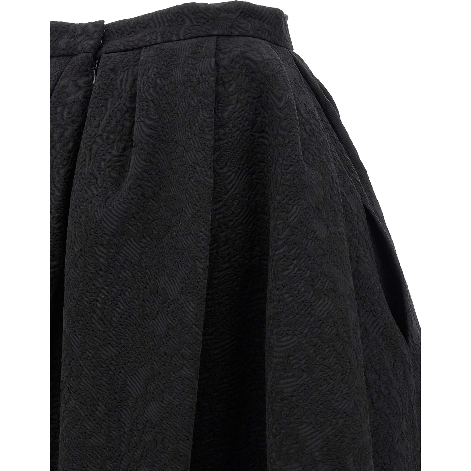 Black Cotton Midi Skirt