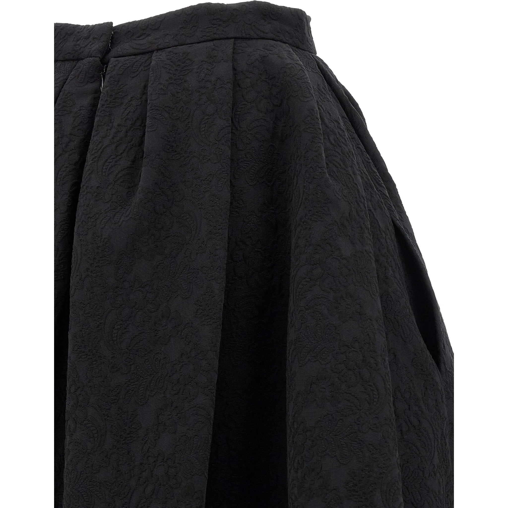 Black Cotton Midi Skirt