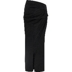 Black Wool Midi Skirt