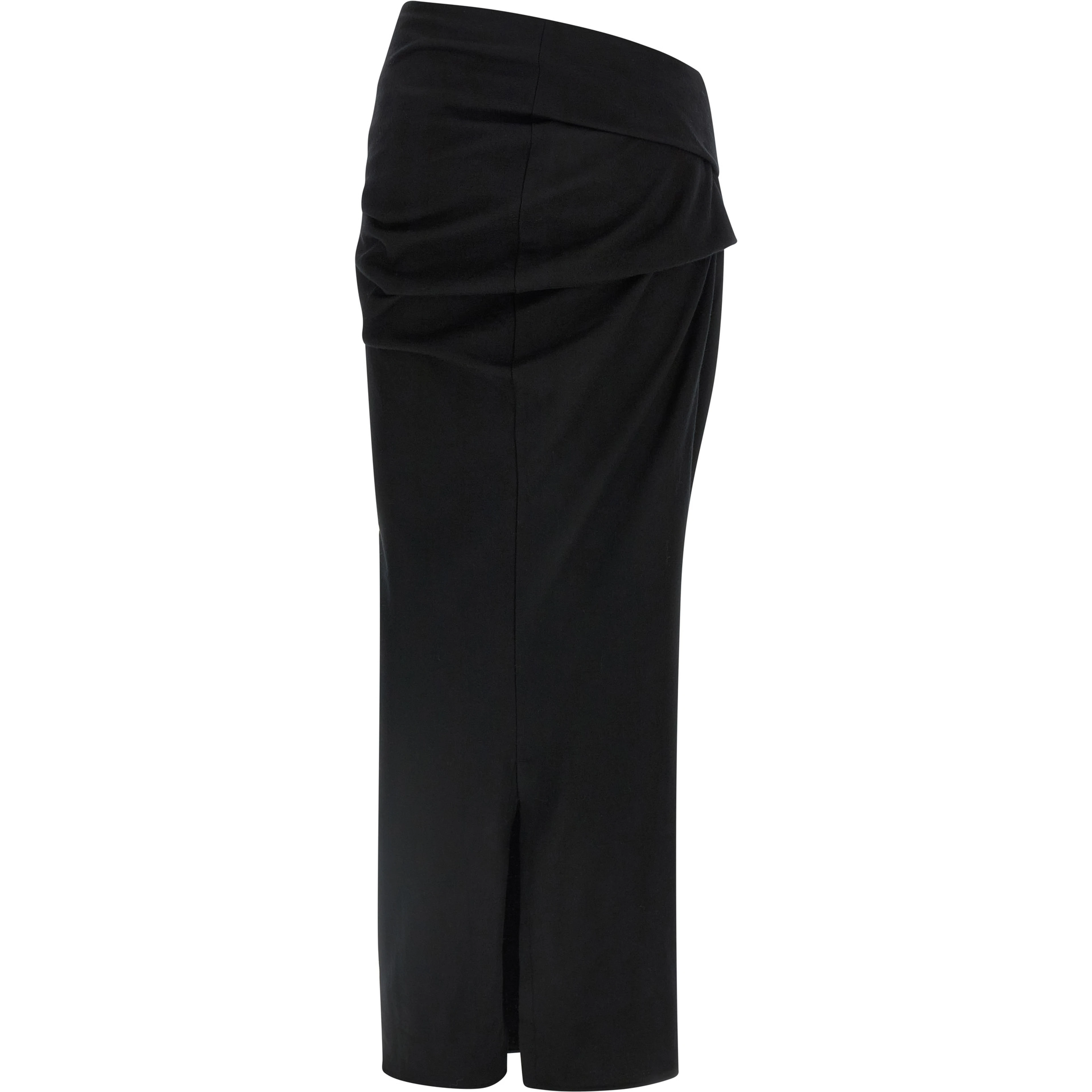 Black Wool Midi Skirt