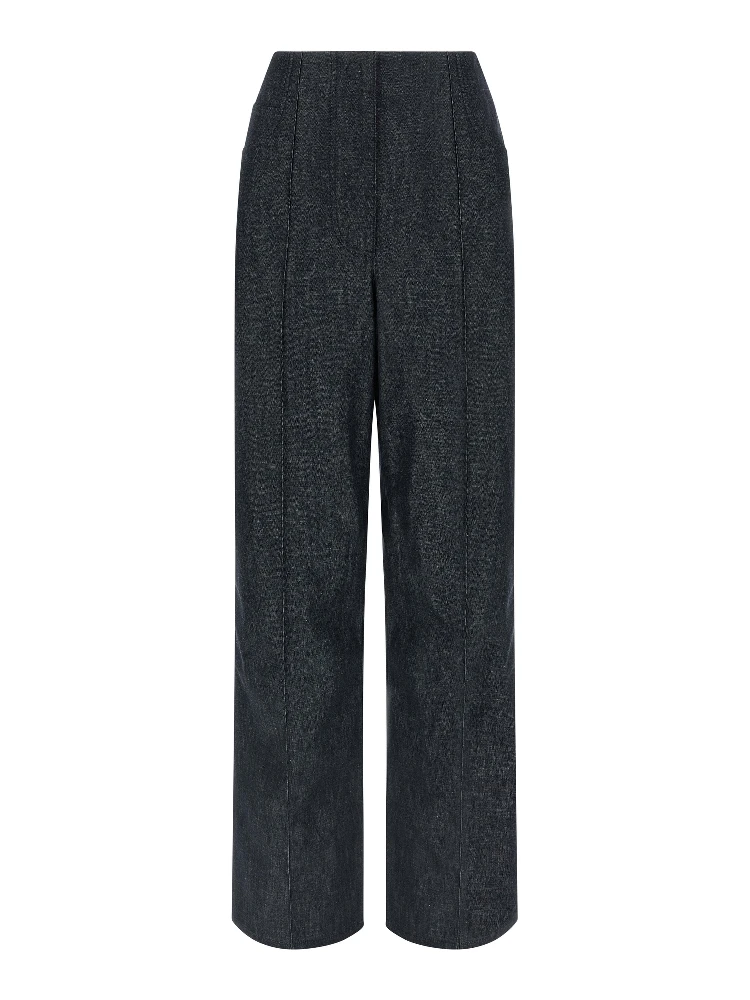 Blue Cotton High-Waisted Jean