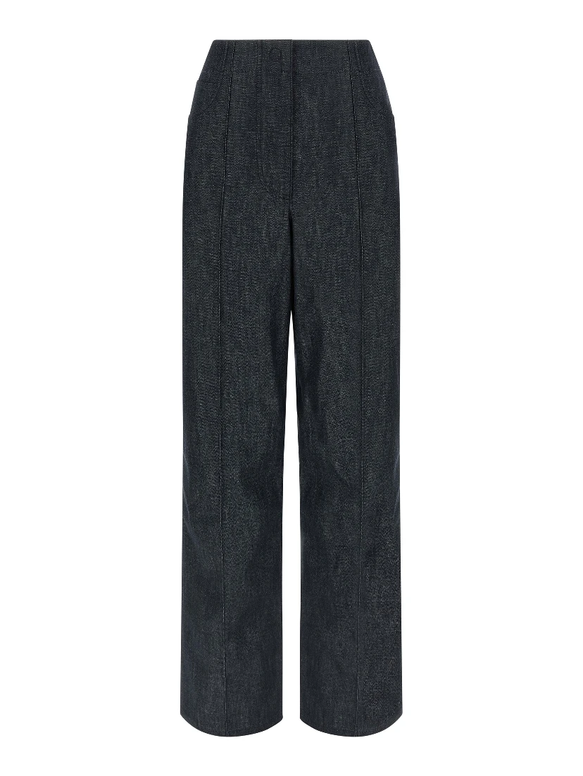 Blue Cotton High-Waisted Jean