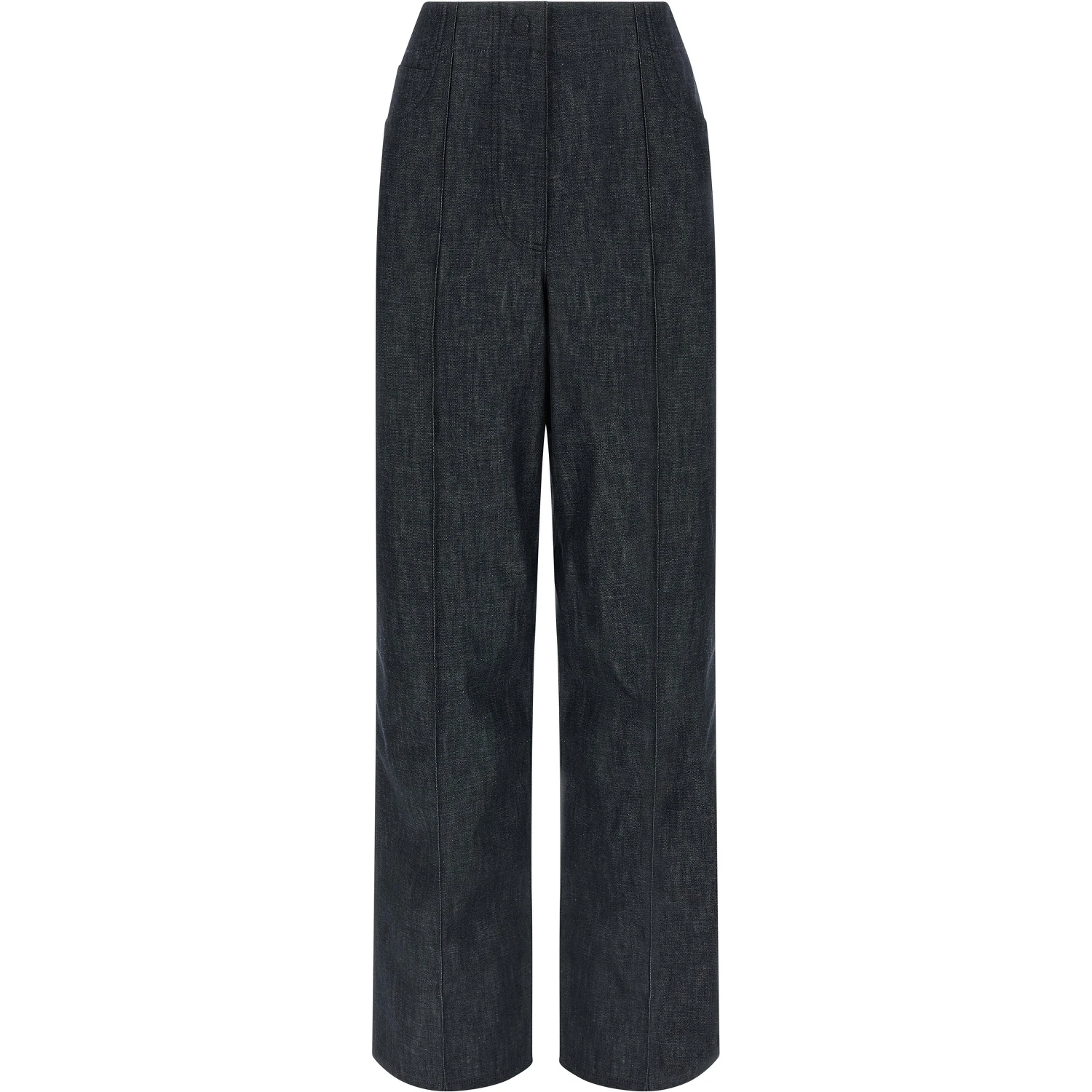 Blue Cotton High-Waisted Jean