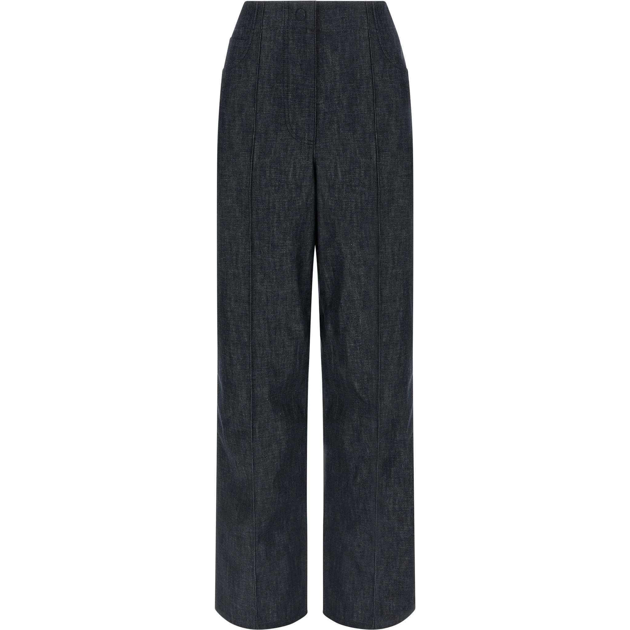 Blue Cotton High-Waisted Jean