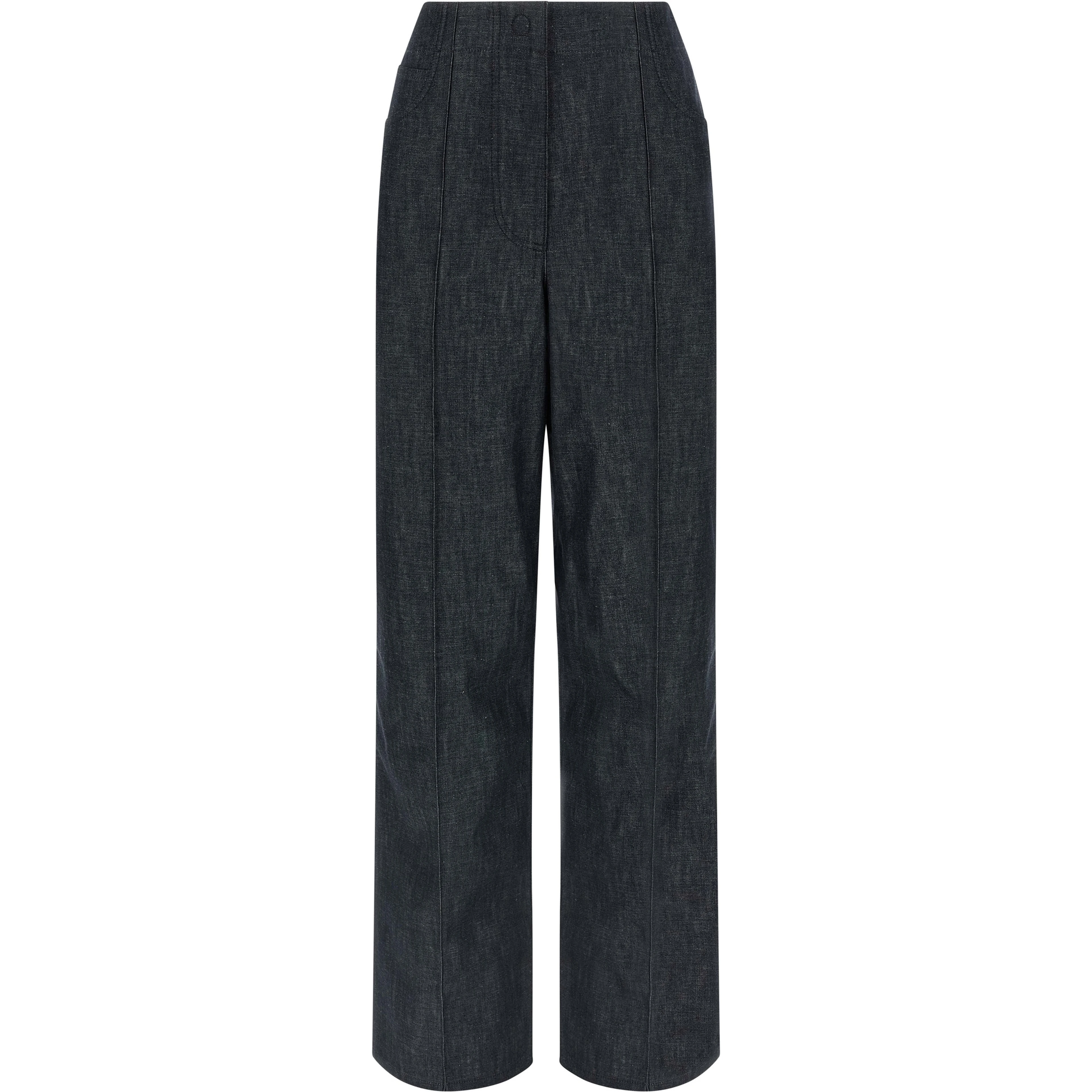 Blue Cotton High-Waisted Jean