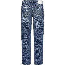 Blue Cotton Straight-Leg Jeans