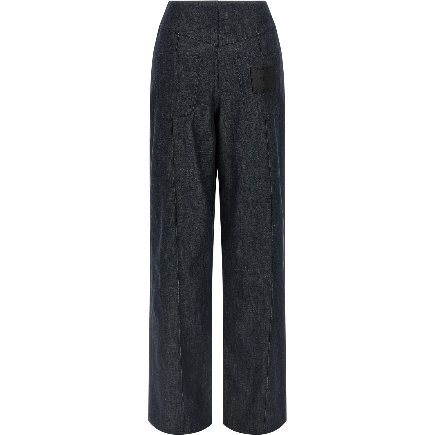 Blue Cotton High-Waisted Jean