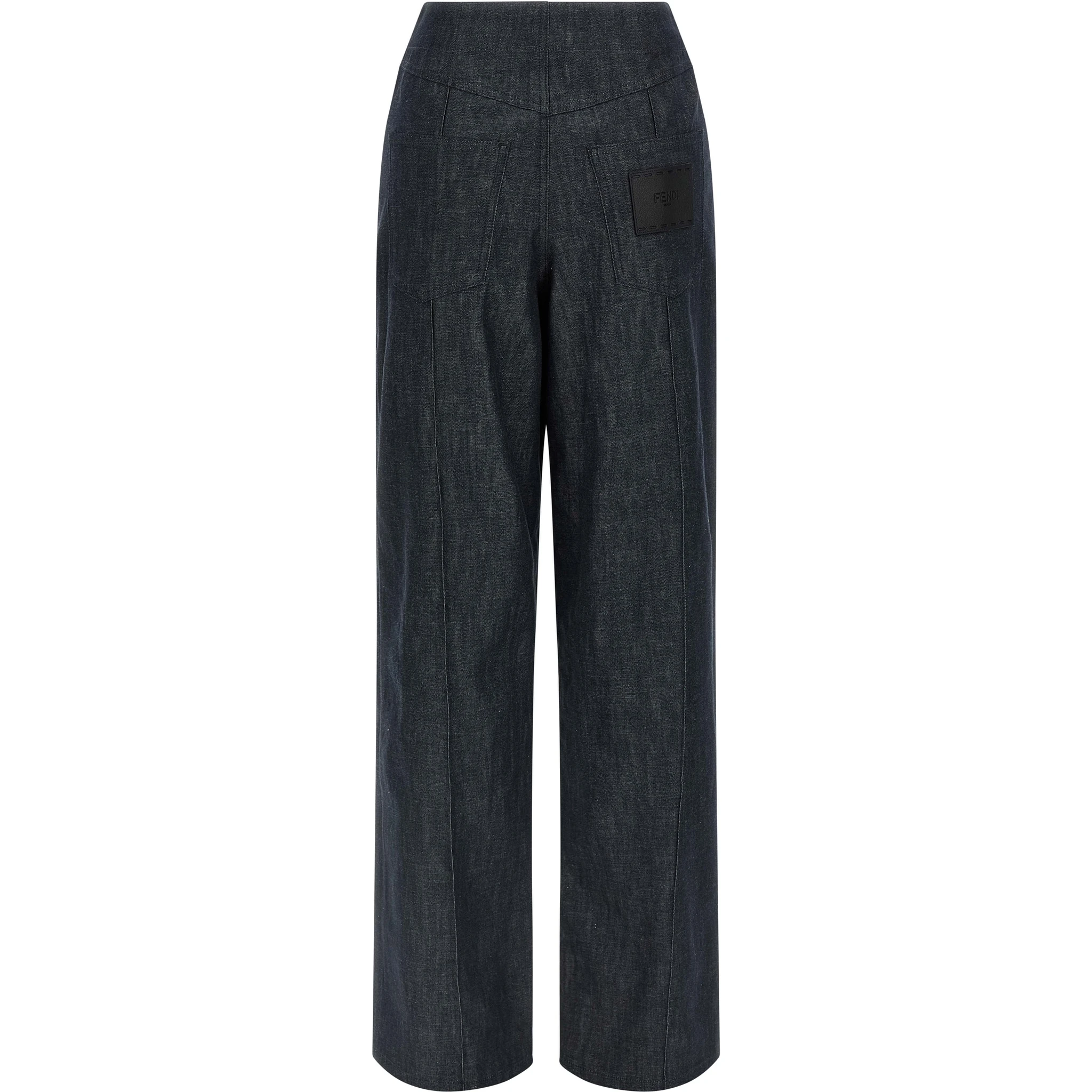 Blue Cotton High-Waisted Jean