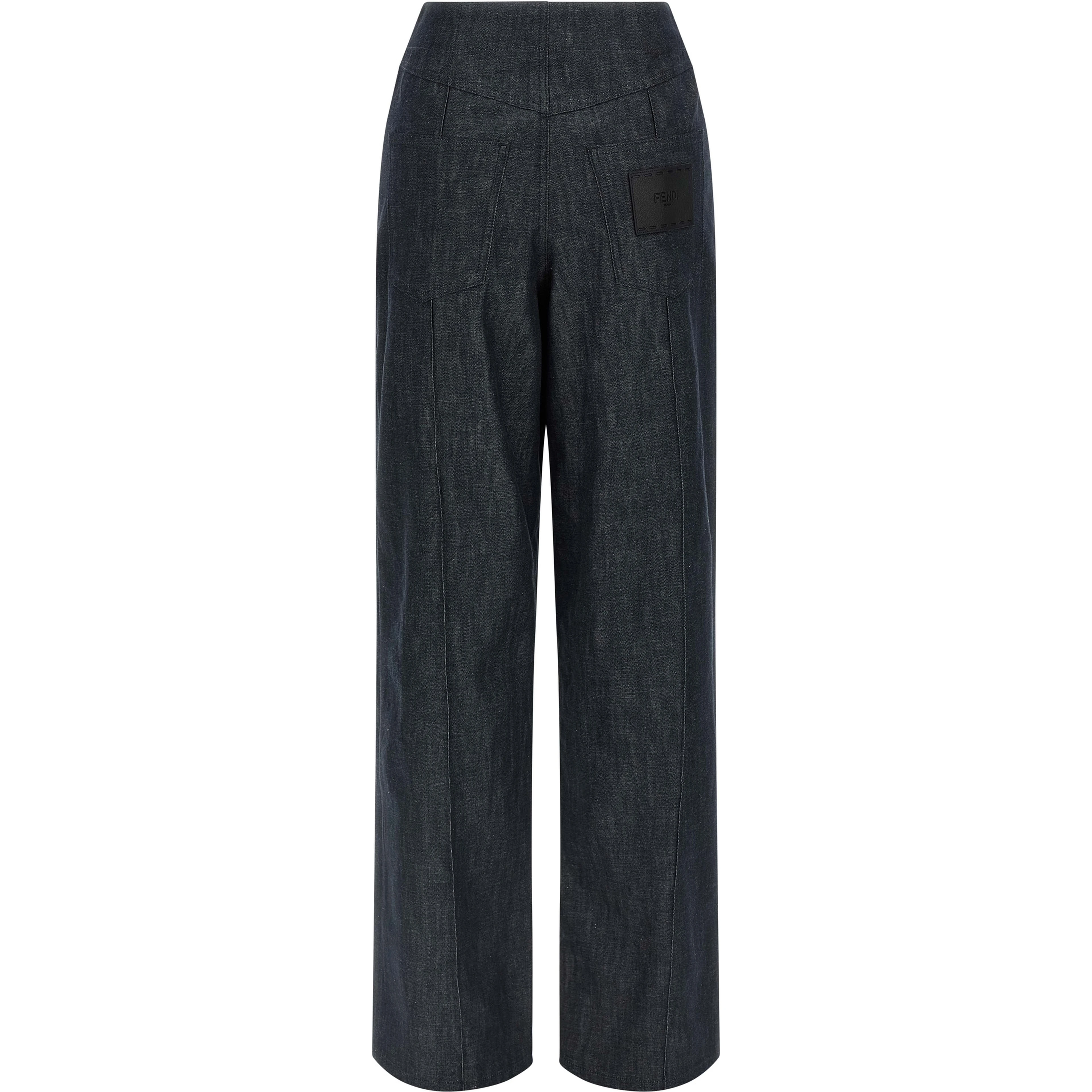 Blue Cotton High-Waisted Jean