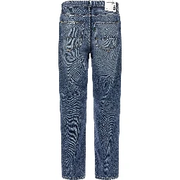 Blue Cotton Straight-Leg Jeans