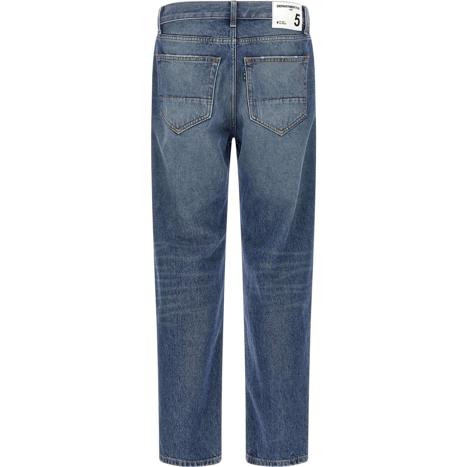 Blue Cotton Straight-Leg Jeans