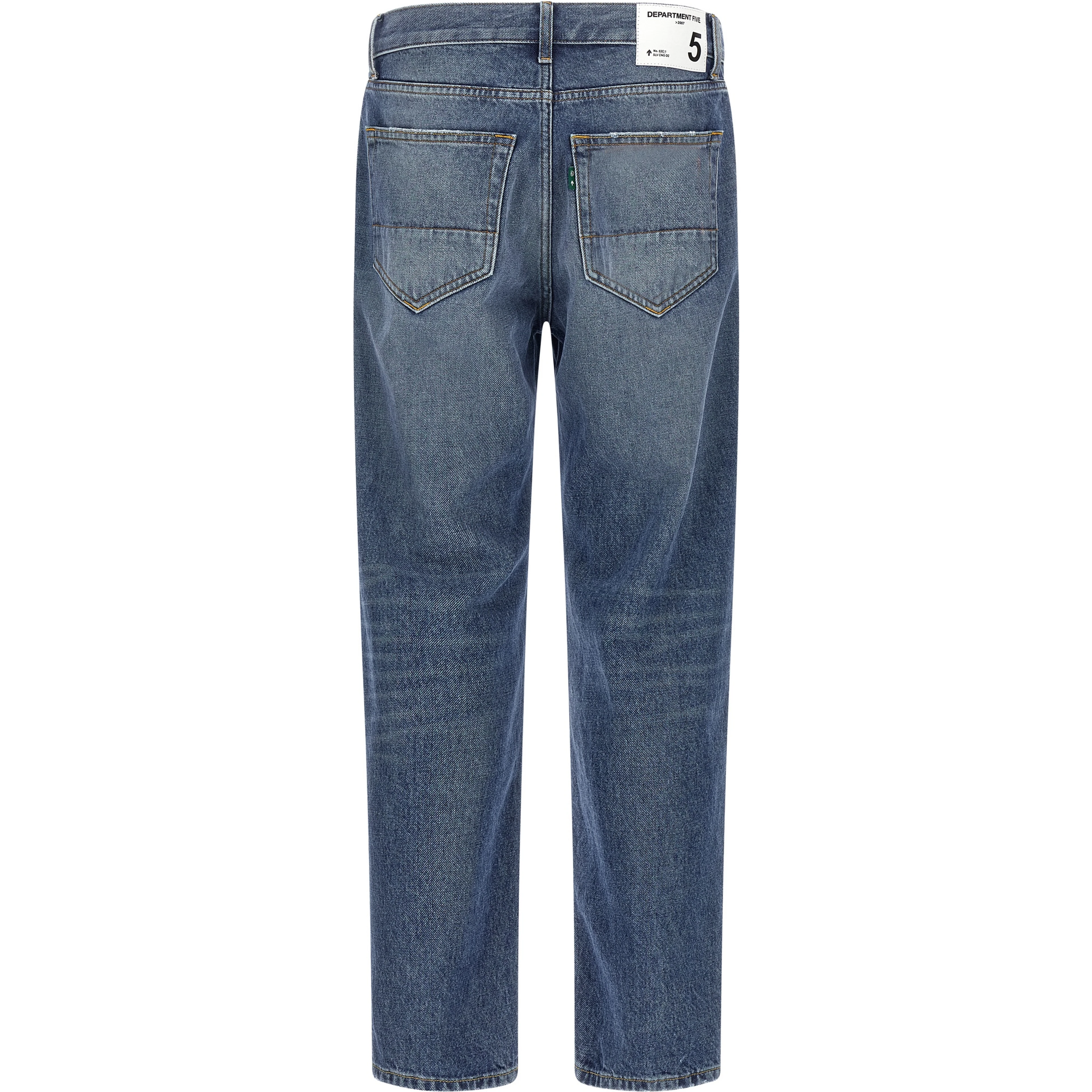 Blue Cotton Straight-Leg Jeans