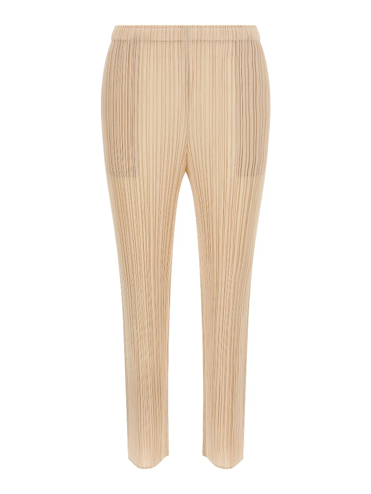 Beige Polyester Casual Pants