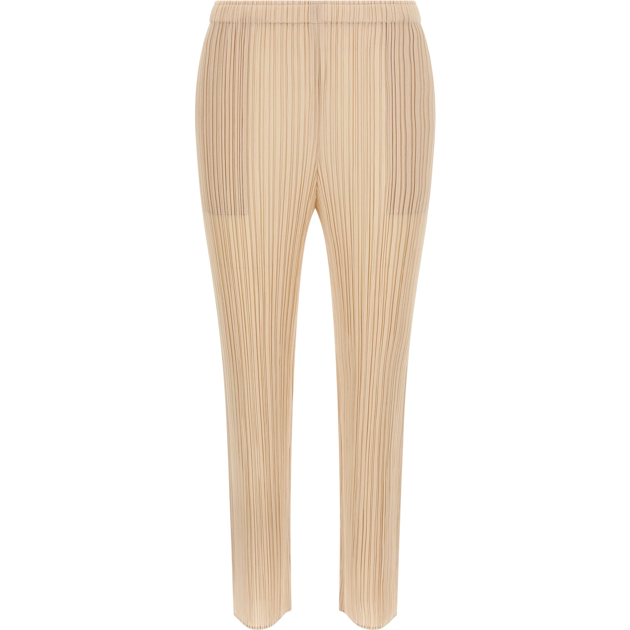 Beige Polyester Casual Pants