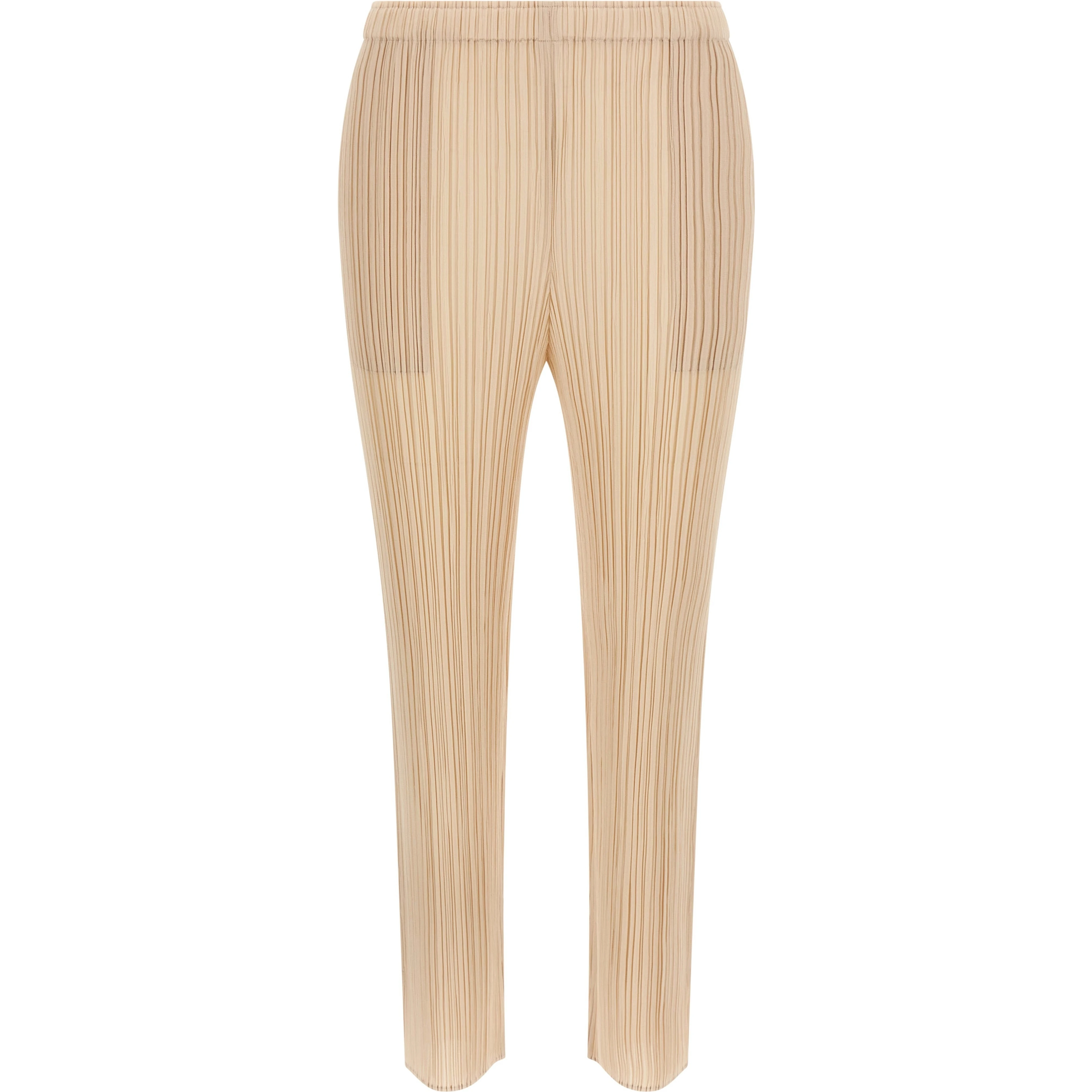 Beige Polyester Casual Pants
