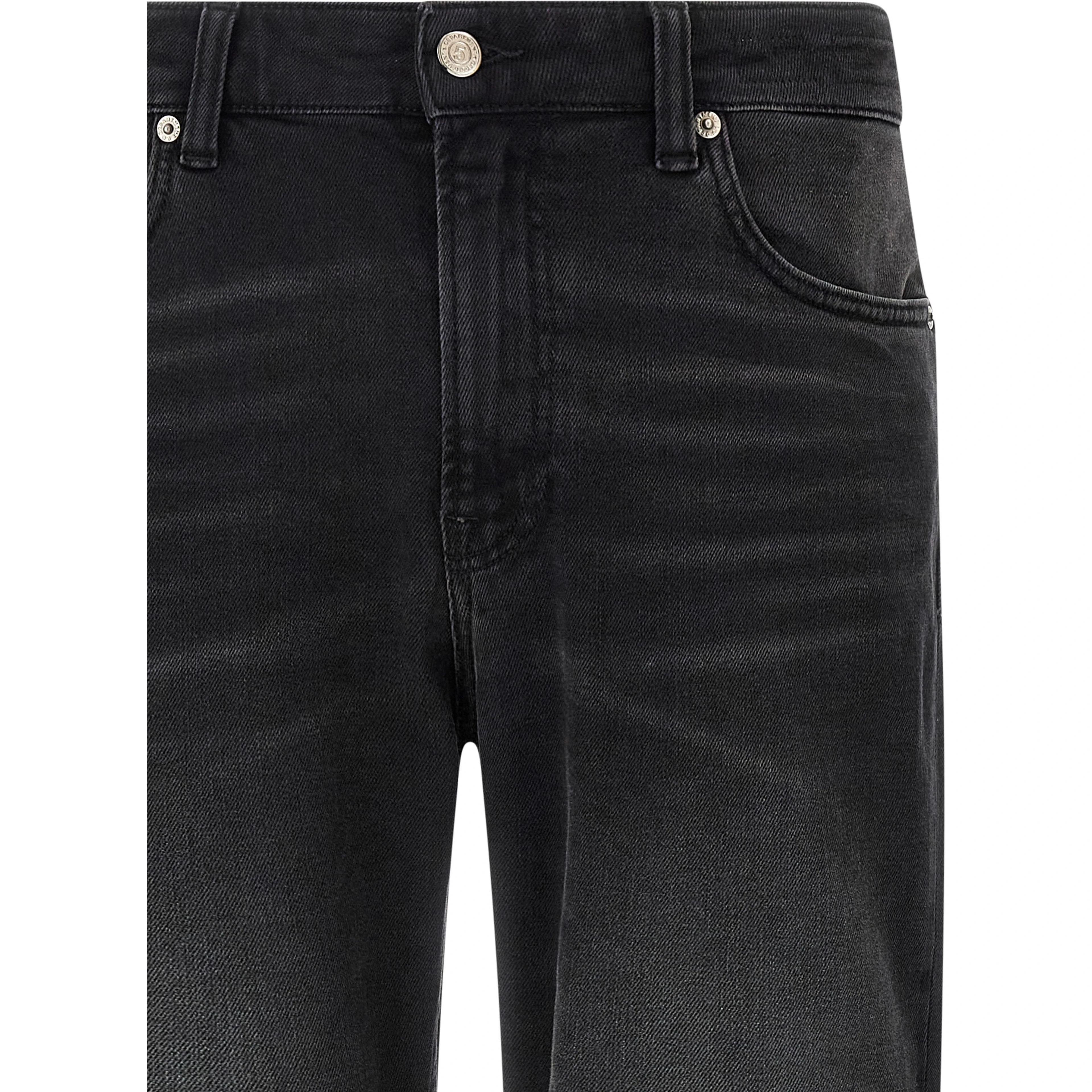 Black Cotton Straight-Leg Jeans