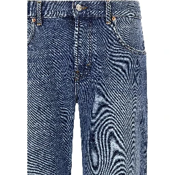 Blue Cotton Straight-Leg Jeans