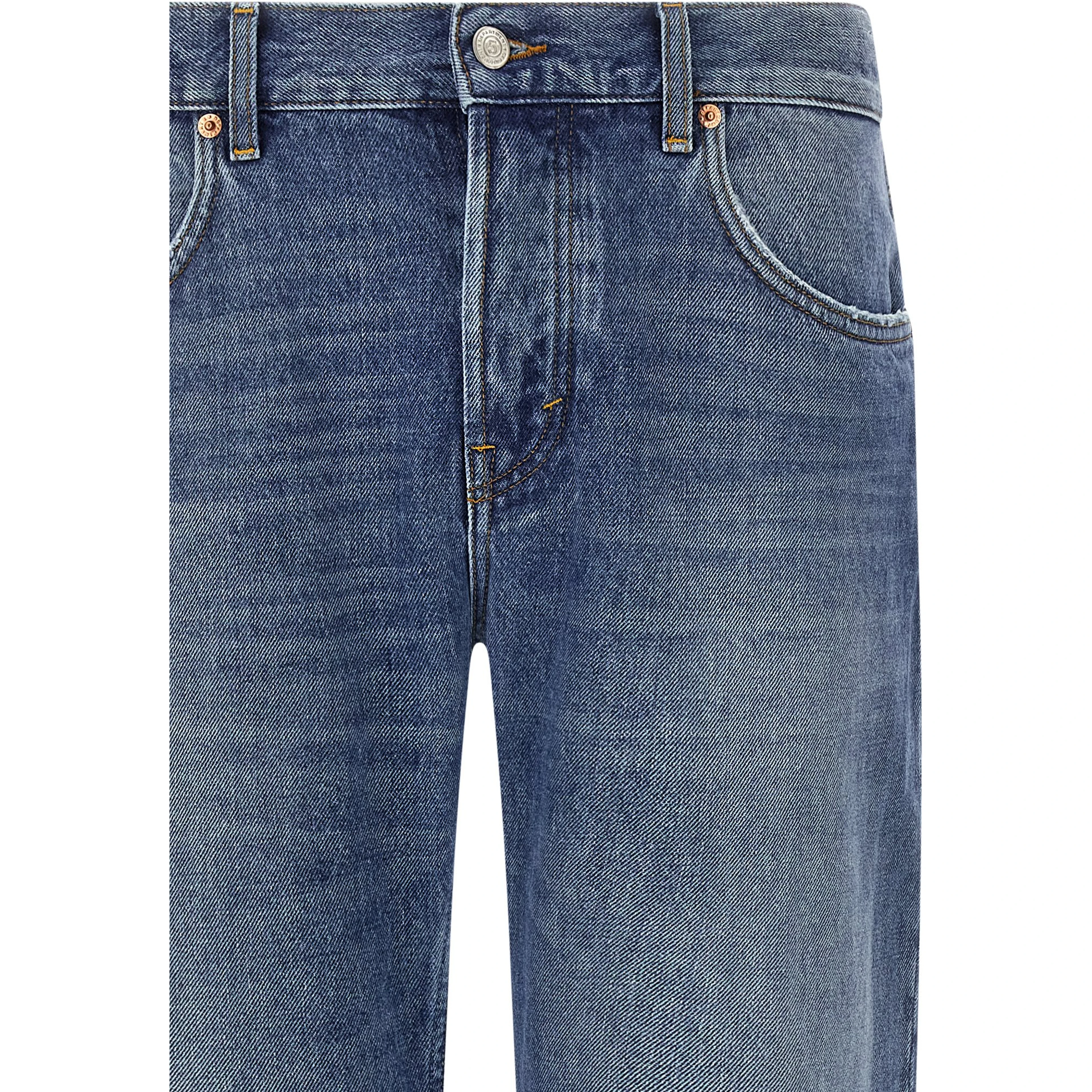 Blue Cotton Straight-Leg Jeans
