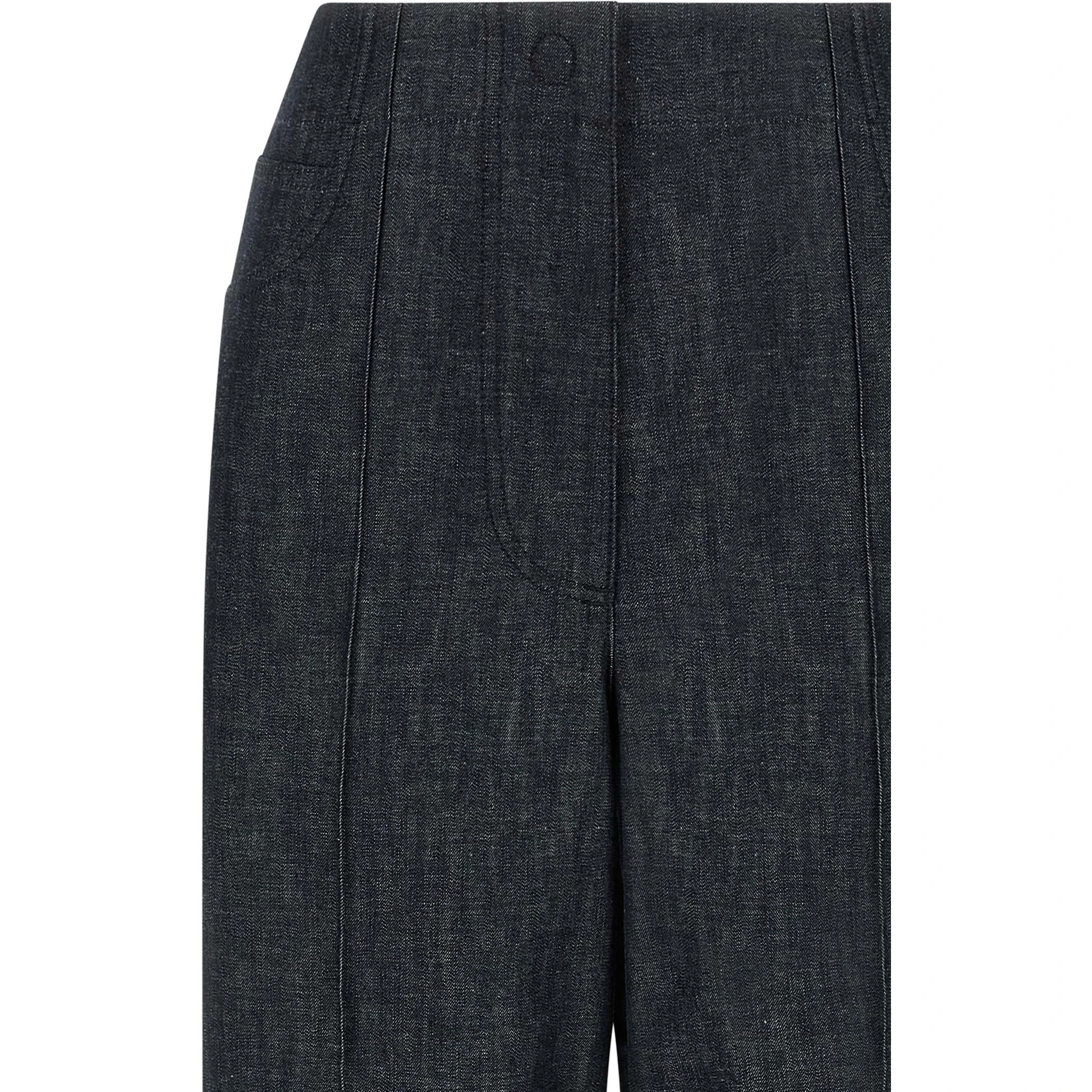 Blue Cotton High-Waisted Jean