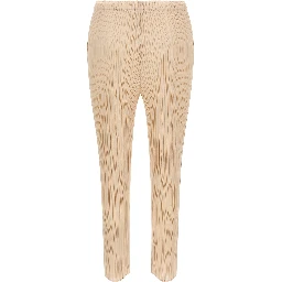 Beige Polyester Casual Pants