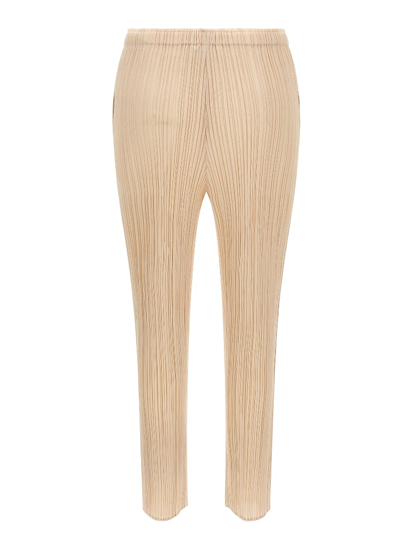 Beige Polyester Casual Pants