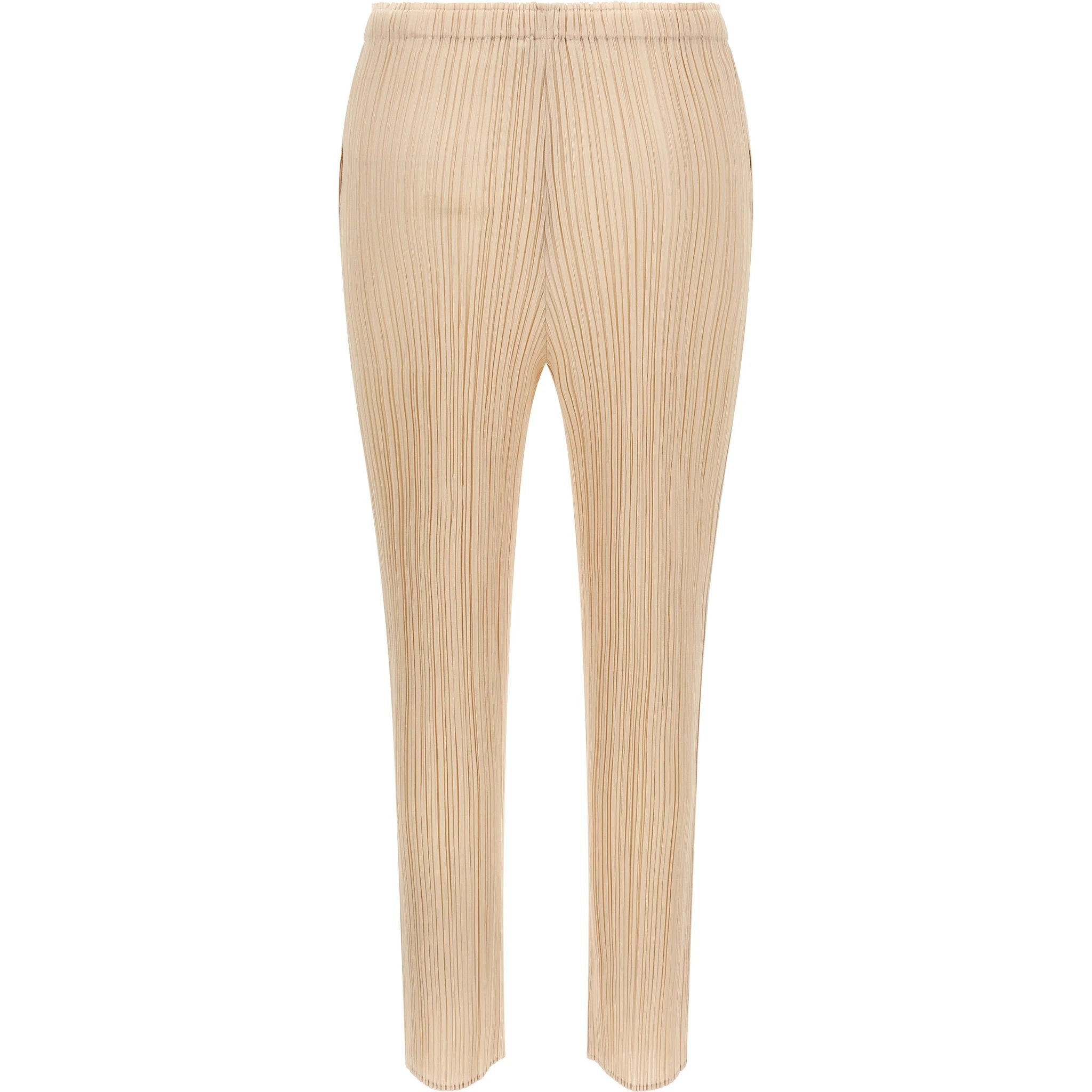 Beige Polyester Casual Pants