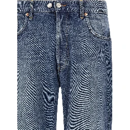 Blue Cotton Straight-Leg Jeans