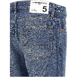 Blue Cotton Straight-Leg Jeans