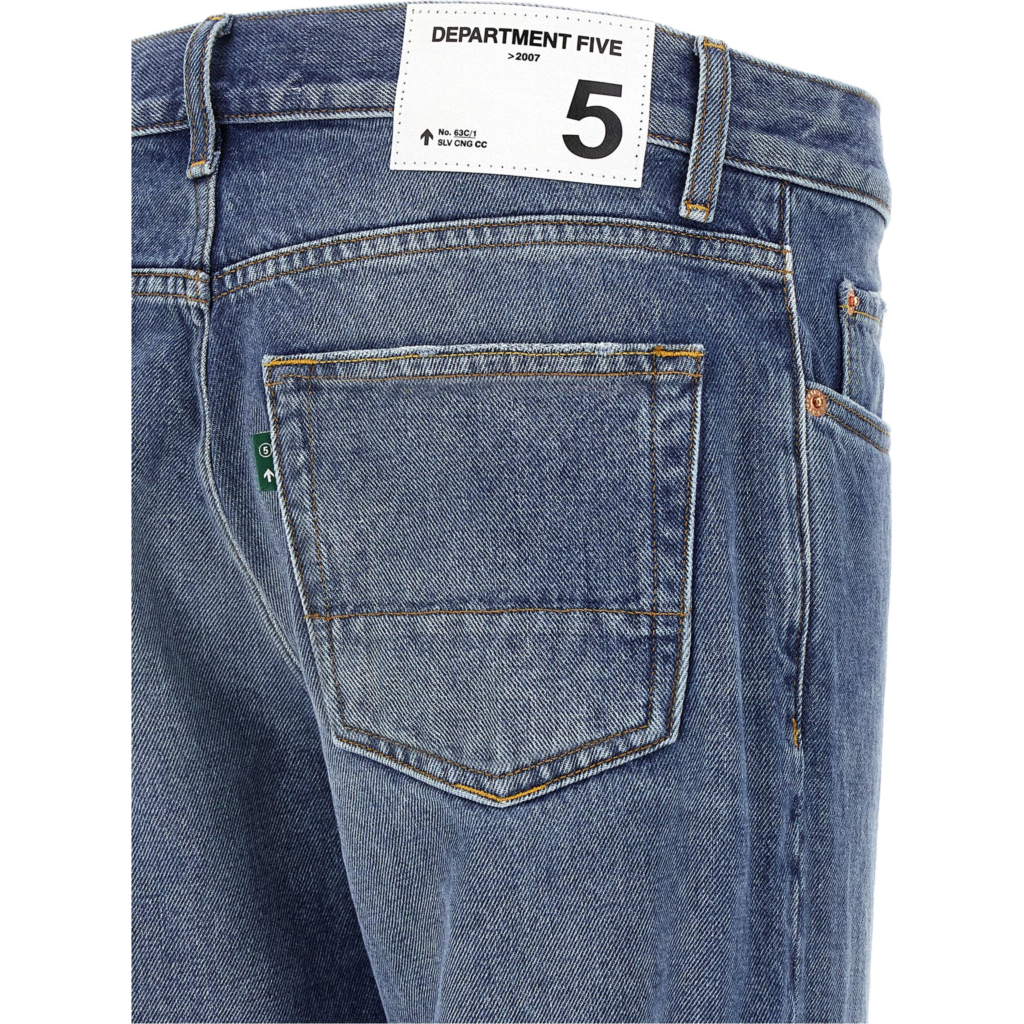 Blue Cotton Straight-Leg Jeans