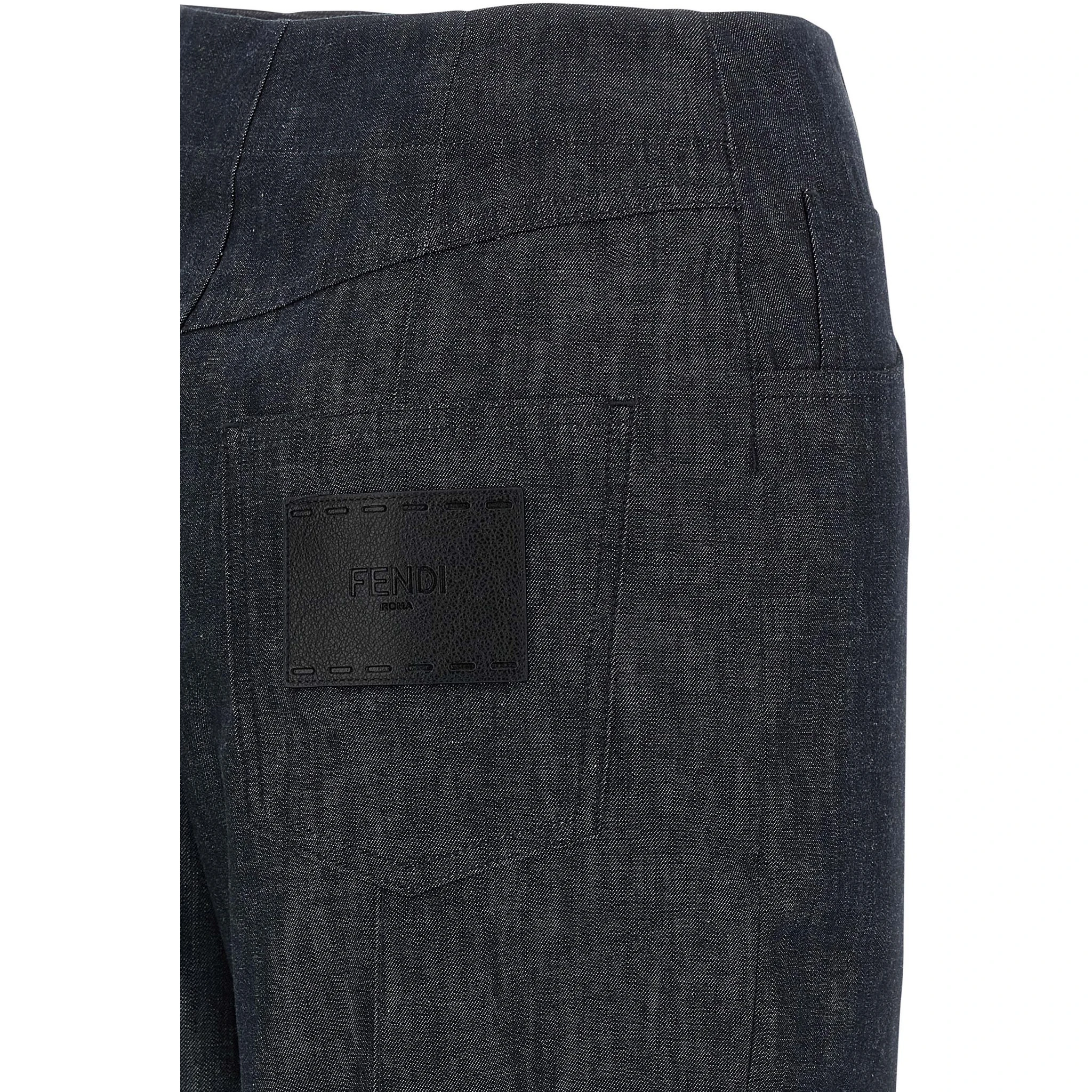 Blue Cotton High-Waisted Jean