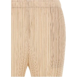 Beige Polyester Casual Pants