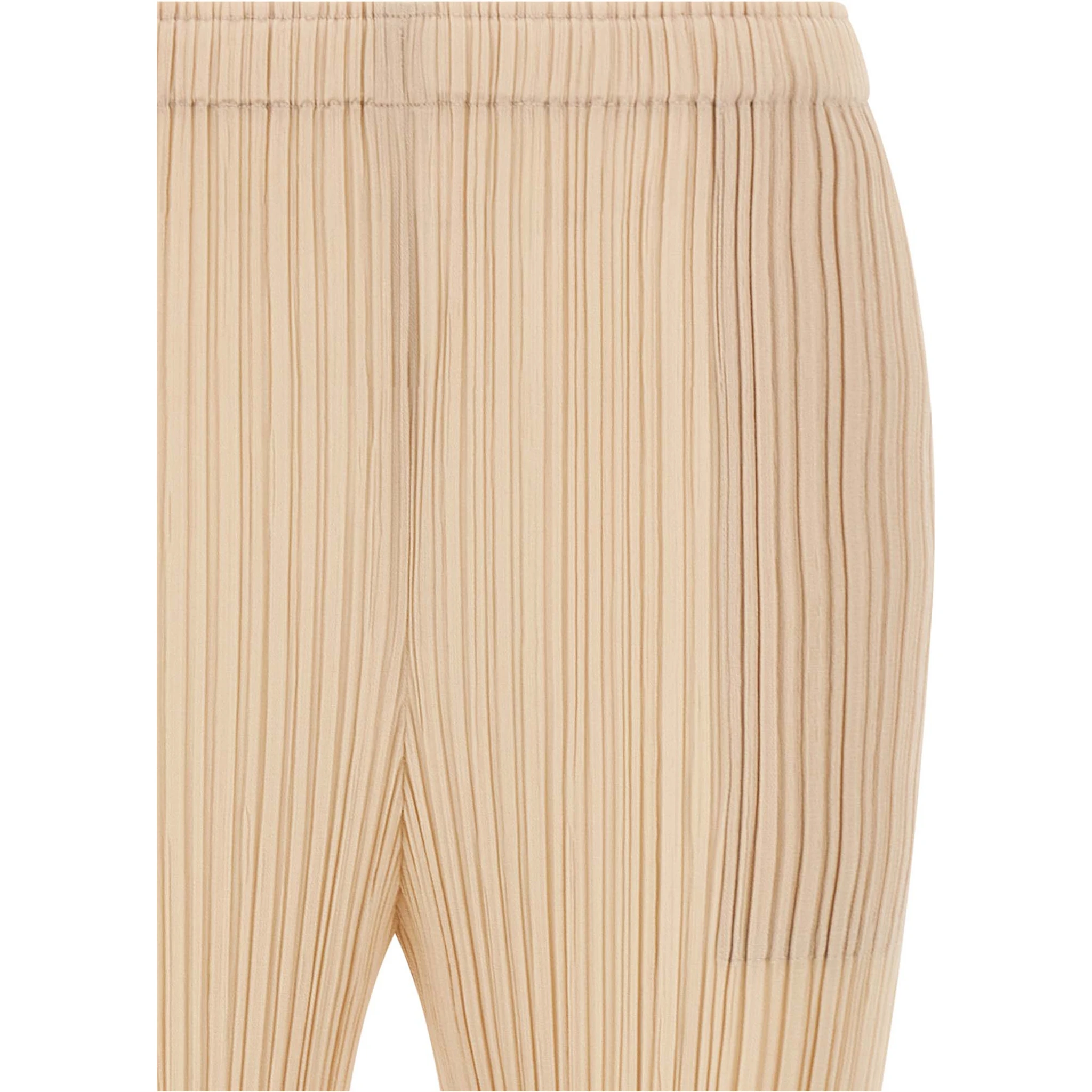 Beige Polyester Casual Pants