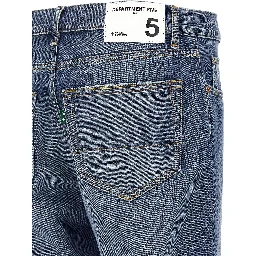 Blue Cotton Straight-Leg Jeans