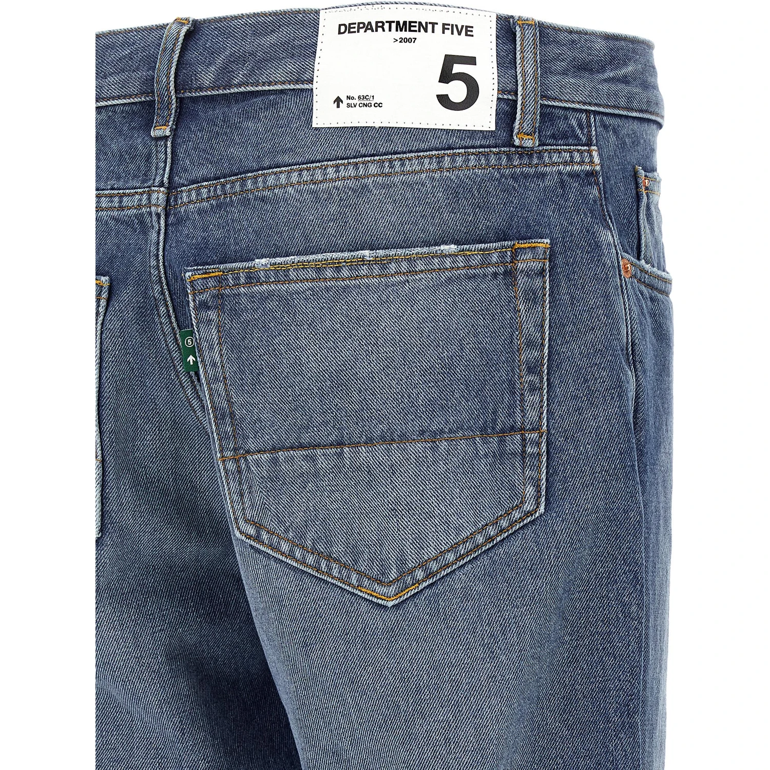 Blue Cotton Straight-Leg Jeans