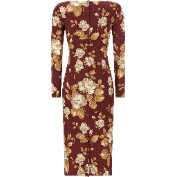 Multicolor Elastane Midi Dress