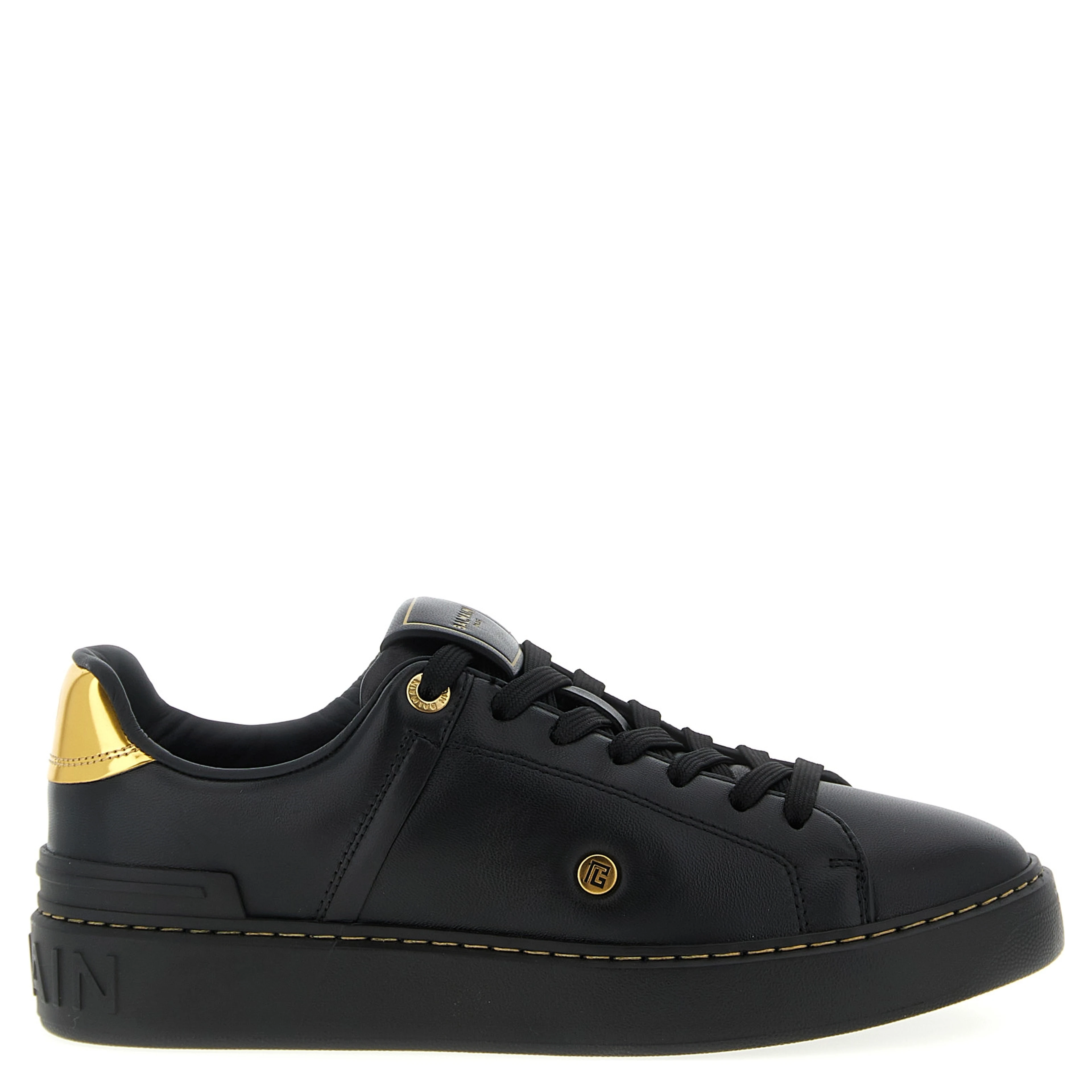 Black Lamb Leather Low Top Sneakers