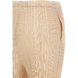 Beige Polyester Casual Pants