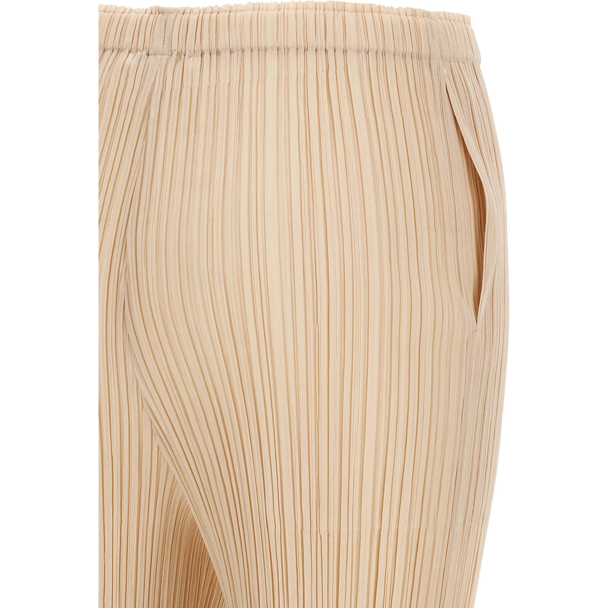 Beige Polyester Casual Pants