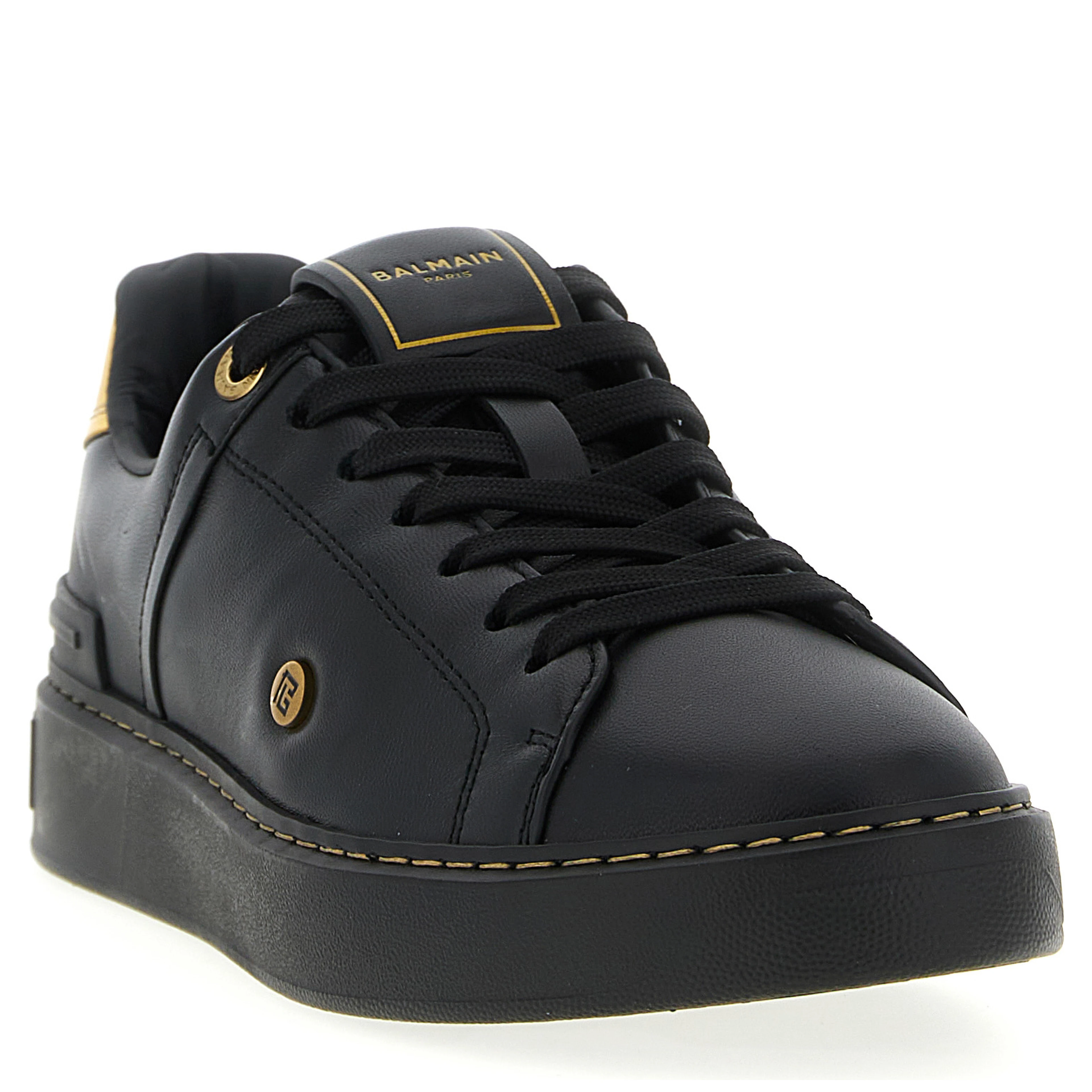 Black Lamb Leather Low Top Sneakers