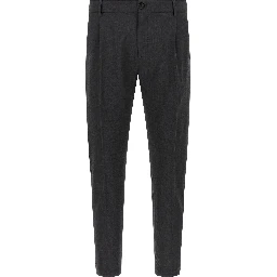 Gray Virgin Wool Cropped Pants