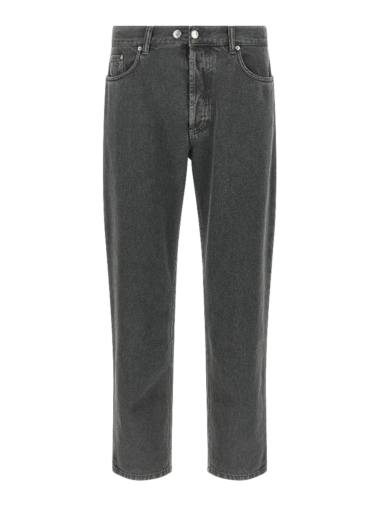 Gray Cotton Cropped Jeans