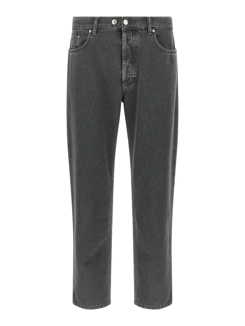 Gray Cotton Cropped Jeans